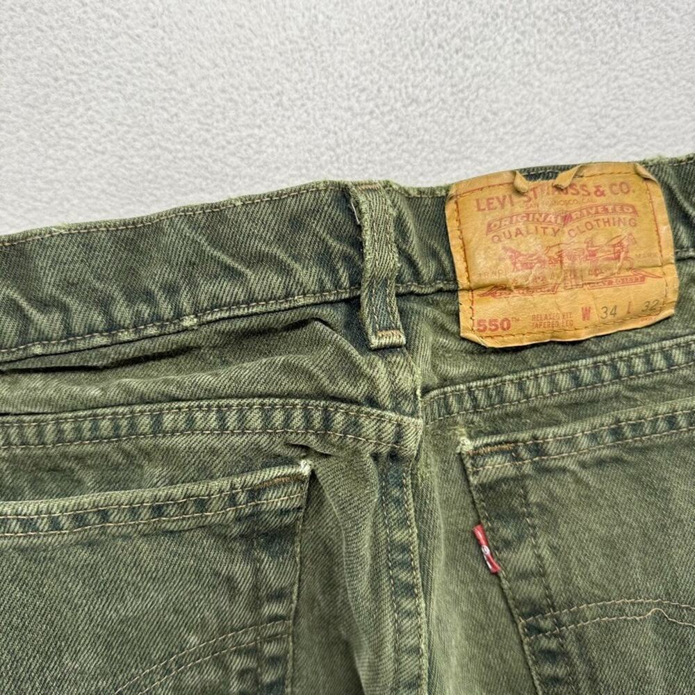 Vintage Levis Jeans Men's 34x32 Fits 32x31 Green Made In USA Relaxed Taper 90s - Picture 11 of 14